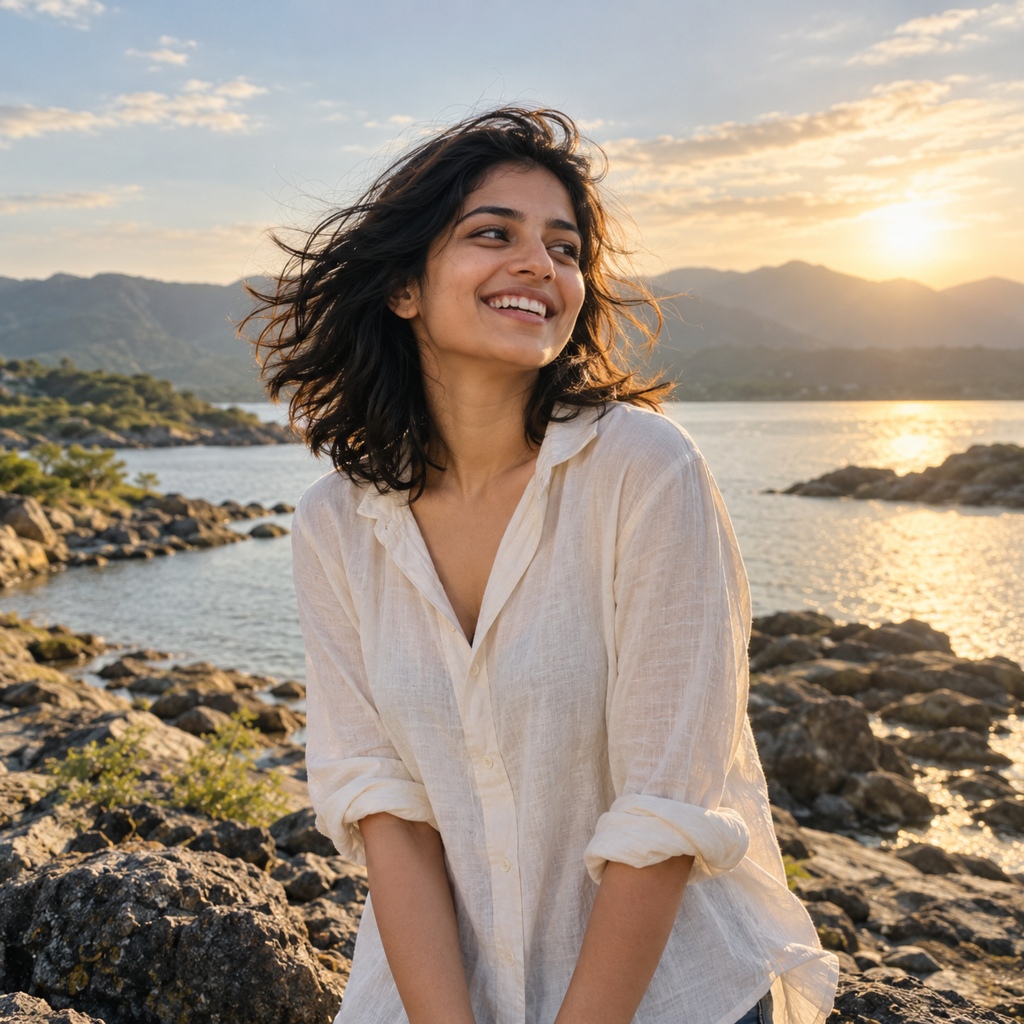 Coastal portrait illustrating crop your composition